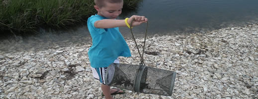 Captain Barry's Eco Tour - Young Boy with crab pot