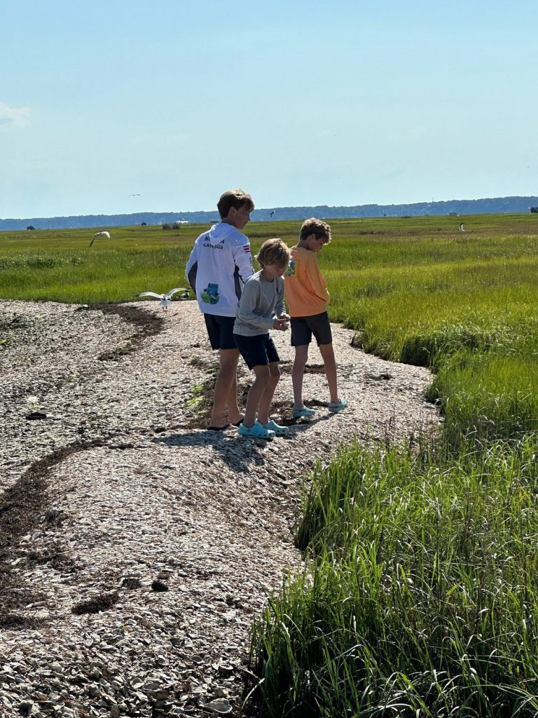 kids exploring marshland - sand